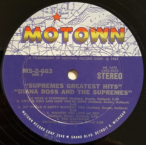 Diana Ross & The Supremes - Greatest Hits - VG+ 2 LP Record 1967