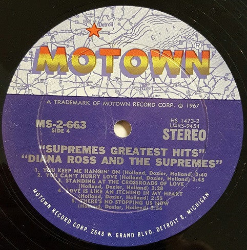 Diana Ross & The Supremes - Greatest Hits - VG+ 2 LP Record 1967