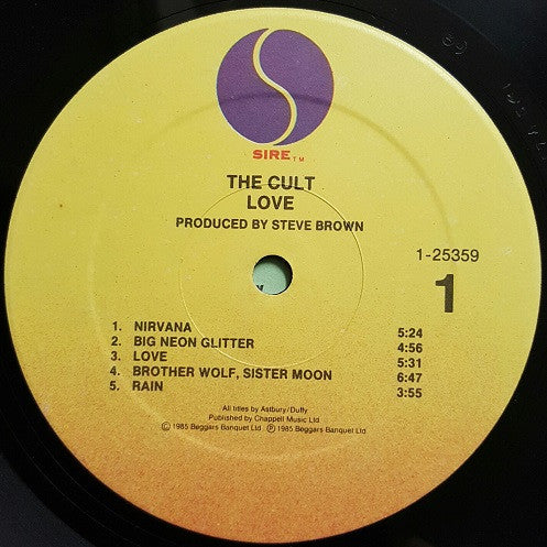 The Cult - Love - VG+ LP Record 1985 Sire USA Vinyl - Alternative Rock / Goth Rock - Shuga Records
