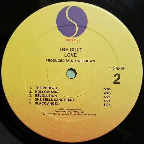 The Cult - Love - VG+ LP Record 1985 Sire USA Vinyl - Alternative Rock / Goth Rock - Shuga Records