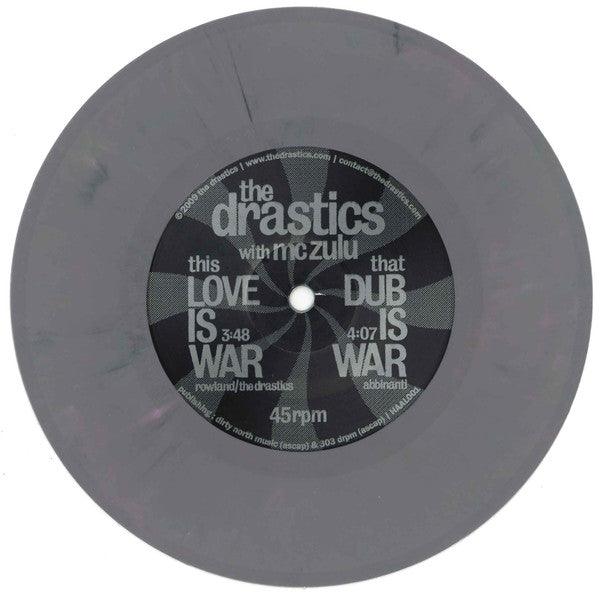 The Drastics With MC Zulu - This Love Is War - New 7" Single Record 2009 Happy As A Lark Grey Marble Vinyl - Chicago Reggae / Dub - Shuga Records