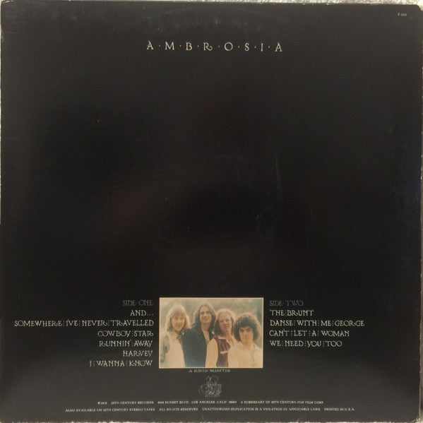 Ambrosia - Somewhere I've Never Travelled - VG+ LP Record 20th Century USA Original Vinyl & Pyramid Cover - Prog Rock / SymphonicRock - Shuga Records