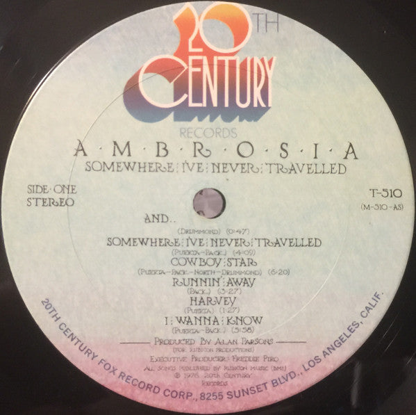 Ambrosia - Somewhere I've Never Travelled - VG+ LP Record 20th Century USA Original Vinyl & Pyramid Cover - Prog Rock / SymphonicRock - Shuga Records