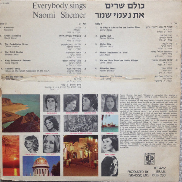 Various - Everybody Sings Naomi Shemer - VG+ LP Record 1960s Isradisc Israel Vinyl - Folk / Folk Rock / Pop - Shuga Records