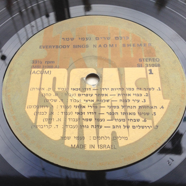 Various - Everybody Sings Naomi Shemer - VG+ LP Record 1960s Isradisc Israel Vinyl - Folk / Folk Rock / Pop - Shuga Records