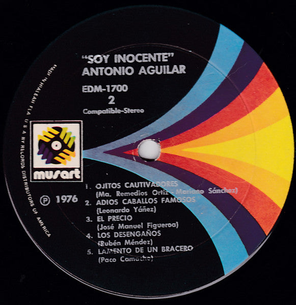 Antonio Aguilar - Soy Inocente - VG+ LP Record 1976 Musart USA Vinyl - Latin / Mariachi / Ranchera - Shuga Records