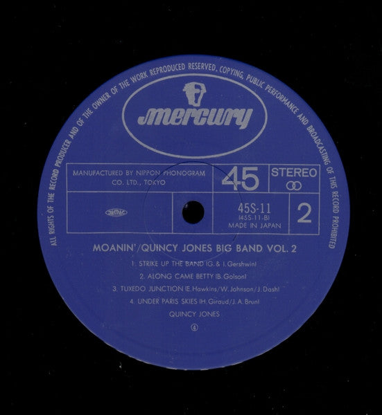 Quincy Jones Big Band - Moanin' Vol. 2 - Mint- LP Record 1977 Mercury Japan Vinyl & OBI - Jazz - Shuga Records
