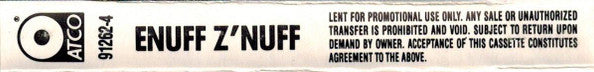 Enuff Z'nuff - Enuff Z'nuff - Mint- Cassette 1989 ATCO USA Promo Original Tape - Heavy Metal / Hard Rock - Shuga Records
