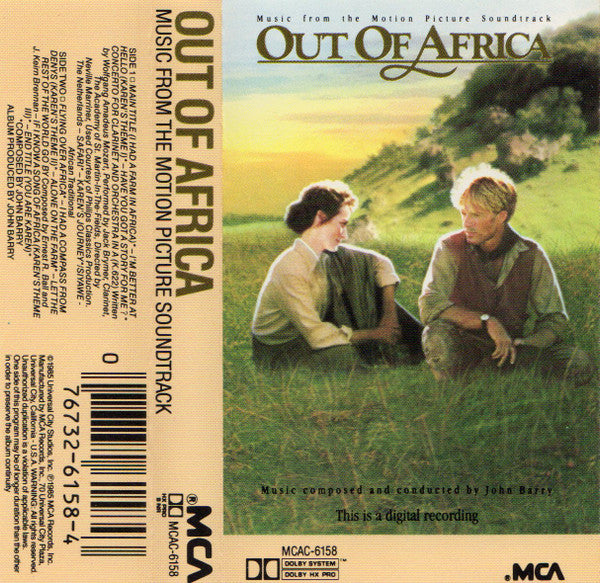 John Barry - Out Of Africa (Music From The Motion Picture Soundtrack) - Mint- Cassette MCA Tape - Soundtrack - Shuga Records