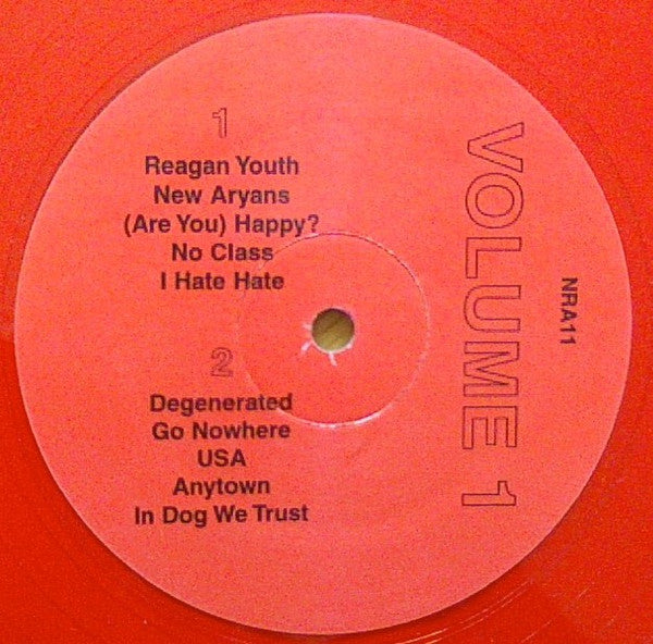 Reagan Youth – Vol. 1 - (1990) - Mint- LP Record 1990s New Red Archives USA Clear Red Vinyl - Hardcore / Punk - Shuga Records