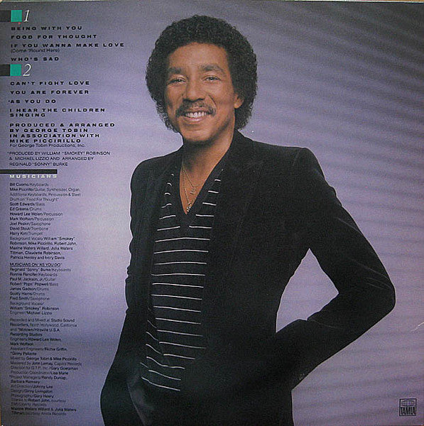 Smokey Robinson - Being With You - New LP Record 1981 Tamla USA Original Vinyl - Soul / Funk - Shuga Records