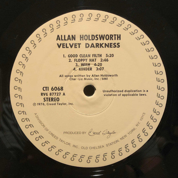 Allan Holdsworth - Velvet Darkness - VG+ LP Record 1976 CTI USA Vinyl - Jazz / Jazz-Rock - Shuga Records