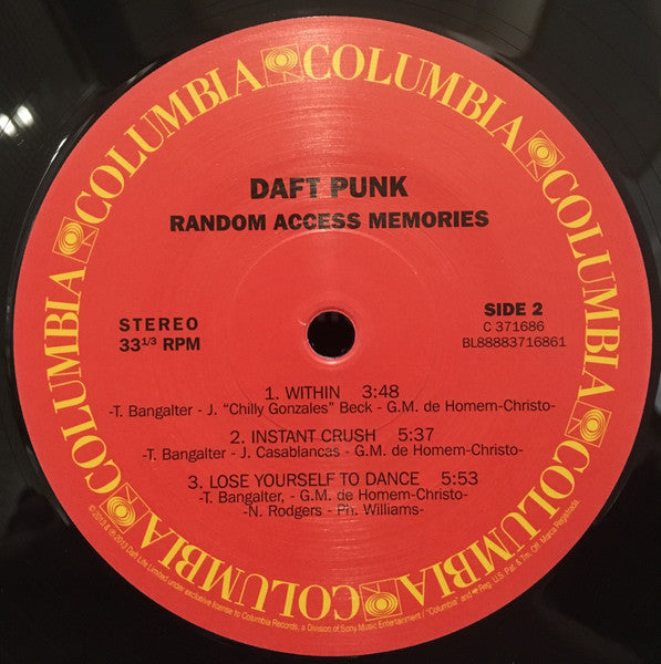 Daft Punk - Random Access Memories - VG+ 2 LP Record 2013 Columbia Original RARE Press 180 gram Vinyl, Booklet & Download - Electronic / Synth-pop / Disco / Funk - Shuga Records