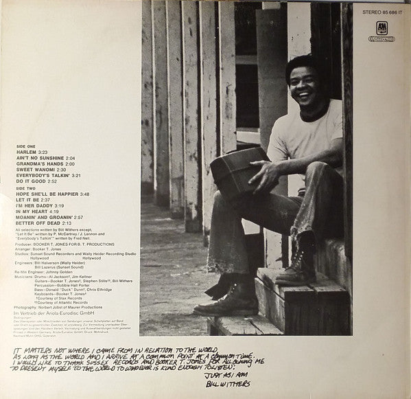 Bill Withers - Just As I Am - VG- (low grade Vinyl) LP Record 1971 Sussex A&M Germany Vinyl - Soul / Rhythm & Blues - Shuga Records