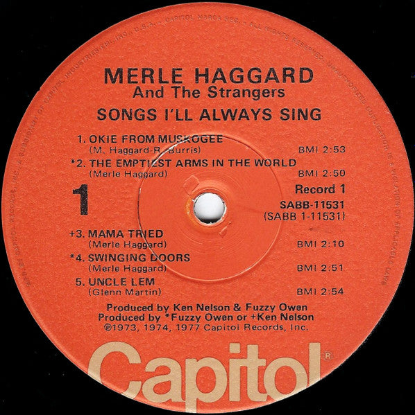 Merle Haggard And The Strangers - Songs I'll Always Sing - VG+ 2 LP Record 1977 Capitol USA Vinyl - Country / Bakersfield Sound - Shuga Records