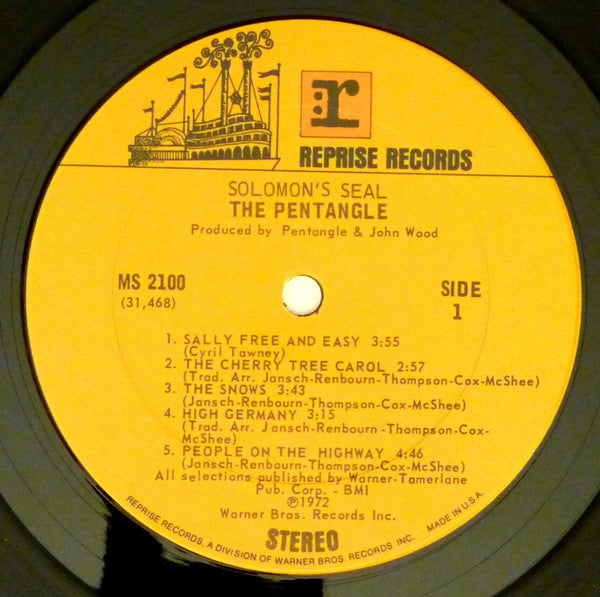 The Pentangle - Solomon's Seal - VG+ LP Record 1972 Reprise USA Vinyl & Insert - Rock / Folk Rock / Acoustic - Shuga Records