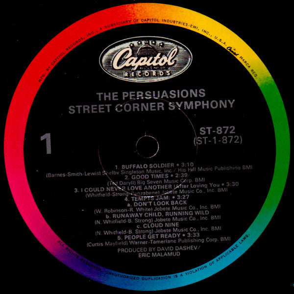 The Persuasions - Street Corner Symphony (1972) - VG+ LP Record 1977 Capitol USA Vinyl - Soul / Rhythm & Blues - Shuga Records