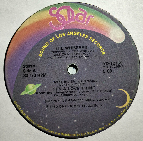 The Whispers - It's A Love Thing / Girl I Need You - VG+ 12" Single Record 1980 Solar USA Vinyl - Disco - Shuga Records