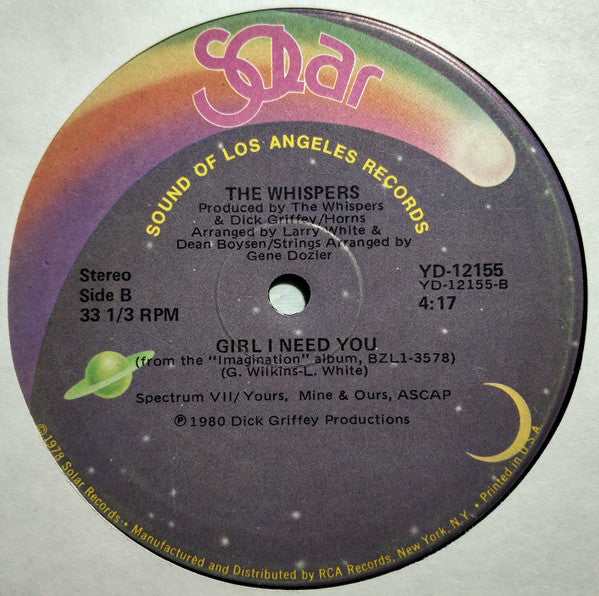 The Whispers - It's A Love Thing / Girl I Need You - VG+ 12" Single Record 1980 Solar USA Vinyl - Disco - Shuga Records