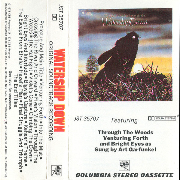 Angela Morley – Watership Down - Original Soundtrack Recording - Used Cassette 1978 Columbia Tape - Soundtrack - Shuga Records