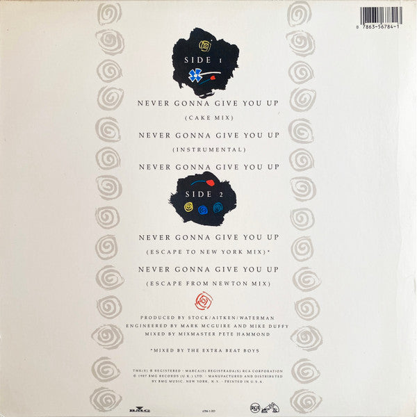 Rick Astley - Never Gonna Give You Up - Mint- 12" Single Record 1987 RCA USA Vinyl - Synth-pop / House / Dance-pop - Shuga Records