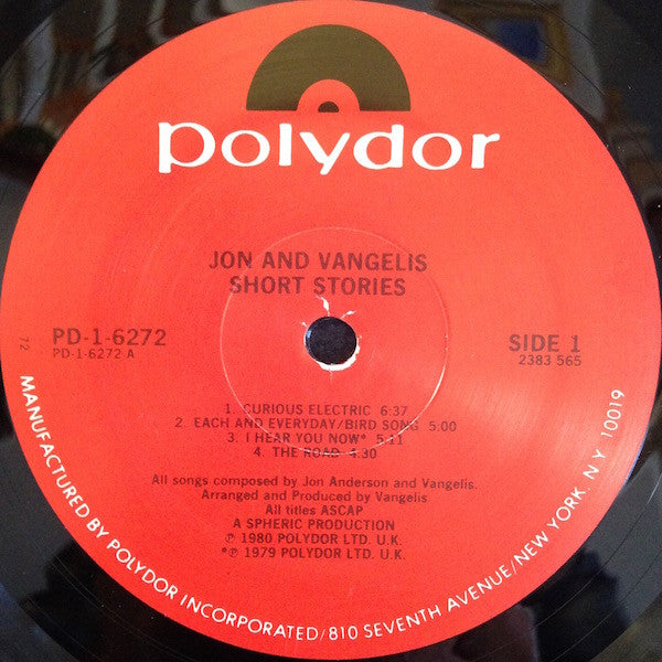 Jon And Vangelis - Short Stories - Mint- LP Record 1979 Polydor USA Original Vinyl - Synth-pop / Electronic / Ambient - Shuga Records