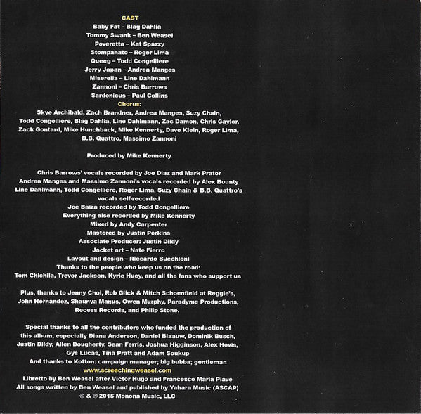 Screeching Weasel - Baby Fat Act 1 - VG+ Cassette 2015 Recess Lauren USA Black Tape - Rock - Shuga Records