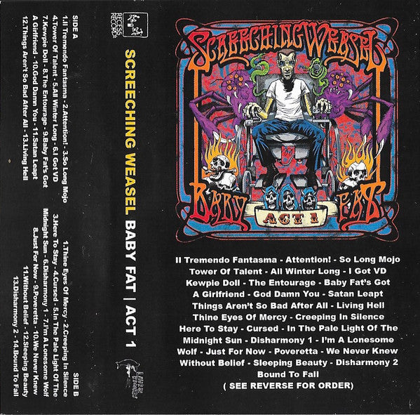 Screeching Weasel - Baby Fat Act 1 - VG+ Cassette 2015 Recess Lauren USA Black Tape - Rock - Shuga Records