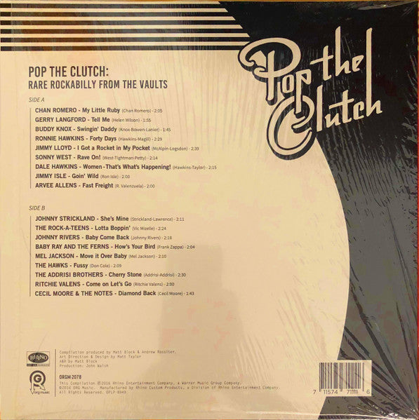 Various - Pop The Clutch: Rare Rockabilly From The Vaults - New LP Record Store Day Black Friday 2016 Rhino ORG Music RSD White Vinyl - Rock & Roll / Rockabilly