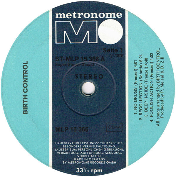 Birth Control – Birth Control - VG+ LP Record 1970 Metronome Germany Vinyl - Prog Rock / Krautrock / Hard Rock