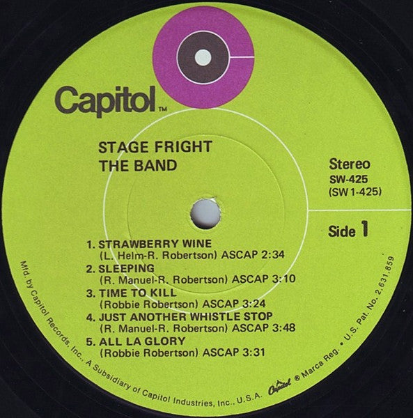 The Band - Stage Fright - VG LP Record 1970 Capitol Original Vinyl & RL Bob Ludwig Mastered - Classic Rock / Folk Rock - Shuga Records