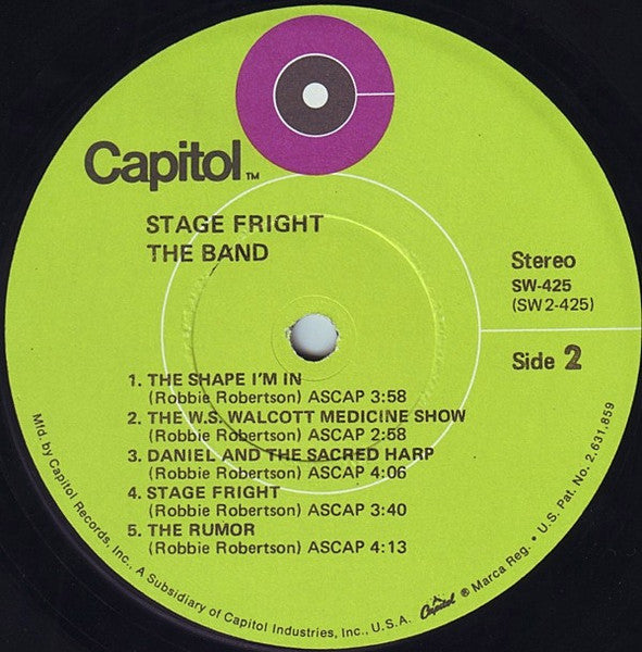 The Band - Stage Fright - VG LP Record 1970 Capitol Original Vinyl & RL Bob Ludwig Mastered - Classic Rock / Folk Rock - Shuga Records