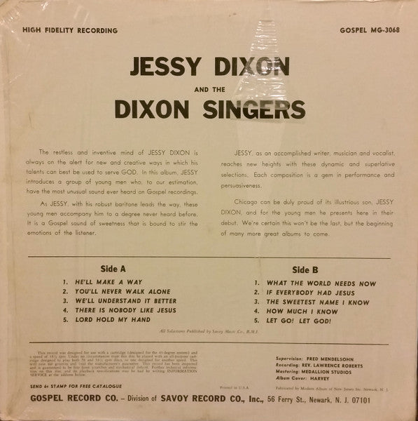 Jessy Dixon And The Dixon Singers - Jessy Dixon And The Dixon Singers - VG+ LP Record 1967 Gospel USA Vinyl - Gospel / Soul - Shuga Records