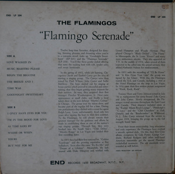 The Flamingos - Flamingo Serenade - VG LP Record 1959 End USA Mono Original Vinyl - Doo Wop / Soul - Shuga Records