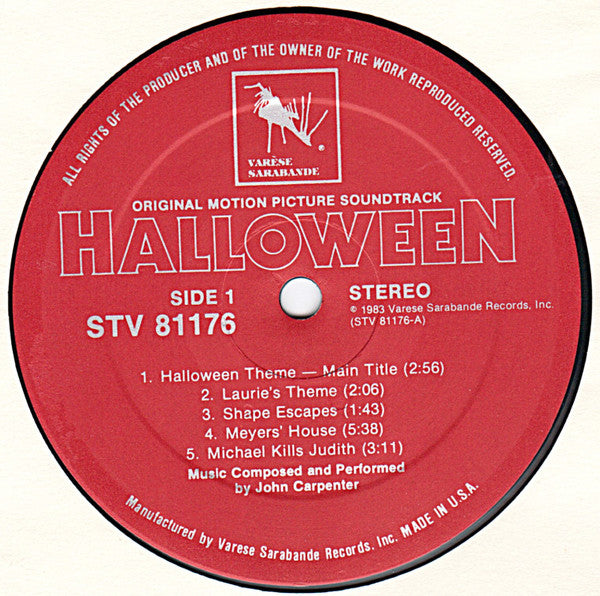 John Carpenter – Halloween (Original Motion Picture) - Mint- LP Record 1983 Varèse Sarabande USA Original Vinyl - Soundtrack / Score