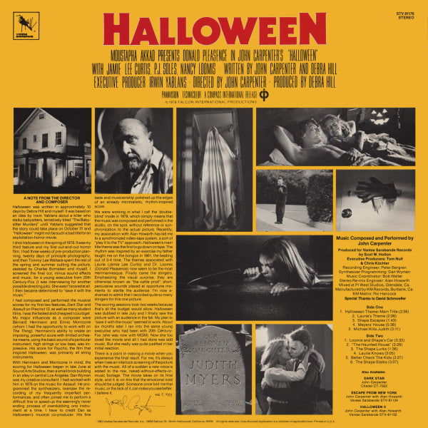 John Carpenter – Halloween (Original Motion Picture) - Mint- LP Record 1983 Varèse Sarabande USA Original Vinyl - Soundtrack / Score