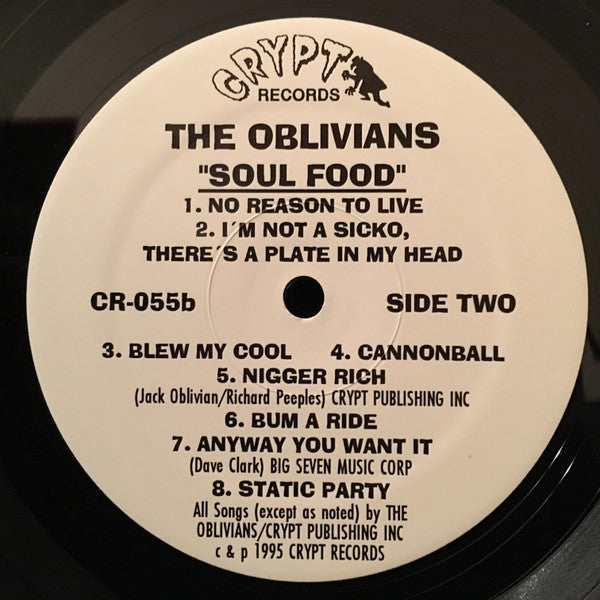 Oblivians - Soul Food - Mint- LP Record 1995 Crypt USA Original vinyl - Garage Rock / Punk