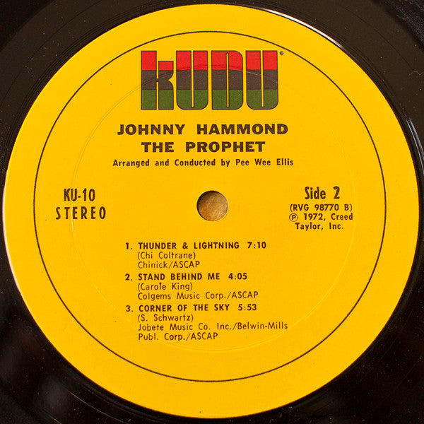 Johnny Hammond - The Prophet - VG+ LP Record 1973 Kudu USA Vinyl - Jazz-Funk / Soul-Jazz - Shuga Records