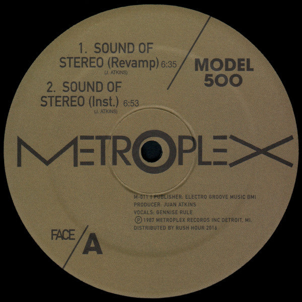 Model 500 (Juan Atkins) - Sound Of Stereo (1987) - Mint- 12" Single Record 2016 Metroplex USA Vinyl - Detroit Techno - Shuga Records