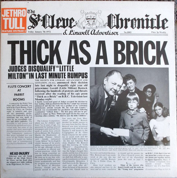 Jethro Tull - Thick as a Brick (1972) - VG+ LP Record 1978 Chrysalis USA Vinyl - Prog Rock / Classic Rock - Shuga Records