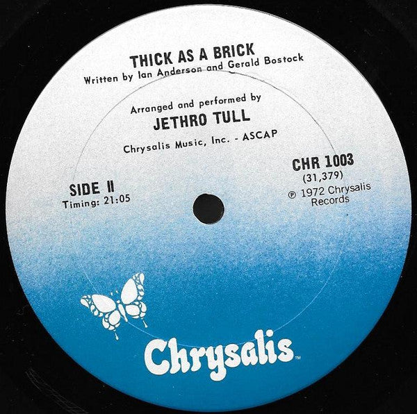 Jethro Tull - Thick as a Brick (1972) - VG+ LP Record 1978 Chrysalis USA Vinyl - Prog Rock / Classic Rock - Shuga Records