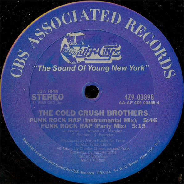 The Cold Crush Brothers - Punk Rock Rap - 12" Single Record 1983 Tuff City Columbia USA Vinyl - Pop Rap / Electro - Shuga Records