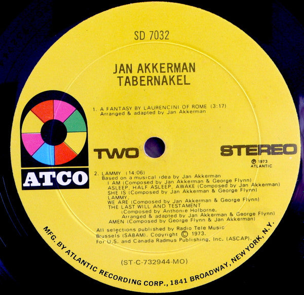 Jan Akkerman - Tabernakel - Mint- LP Record 1973 ATCO USA Original Vinyl - Prog Rock / Art Rock / Jazz-Rock - Shuga Records