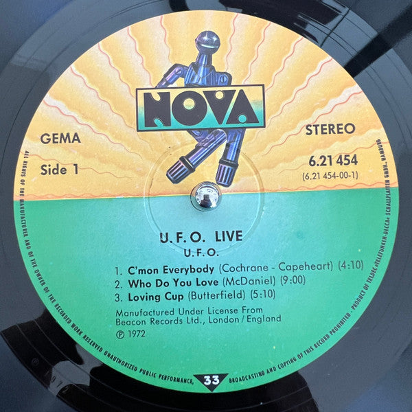 UFO - Live - VG+ LP Record 1972 Nova Germany Vinyl - Space Rock / Blue