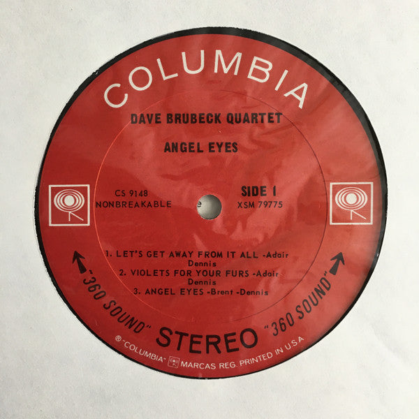 Dave Brubeck Quartet - Angel Eyes - VG LP Record 1965 Columbia USA Stereo (mono cover) Original Vinyl - Jazz / Cool / Bop - Shuga Records