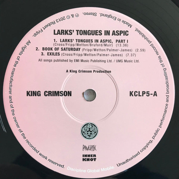 King Crimson - Larks' Tongues In Aspic (1973) - Mint- LP Record 2013 Panegyric UK 200 gram Vinyl & Insert - Prog Rock - Shuga Records