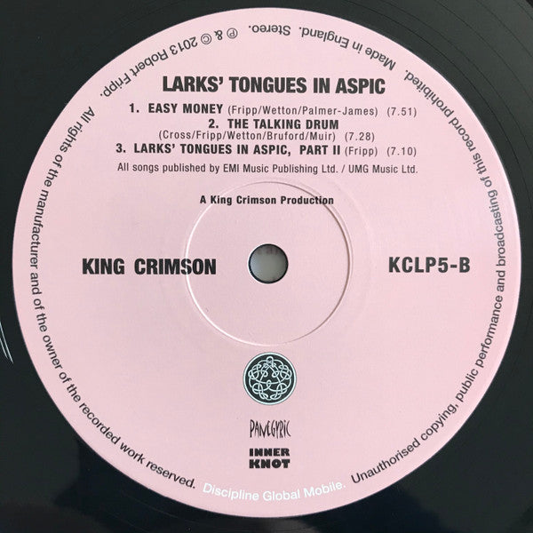 King Crimson - Larks' Tongues In Aspic (1973) - Mint- LP Record 2013 Panegyric UK 200 gram Vinyl & Insert - Prog Rock - Shuga Records