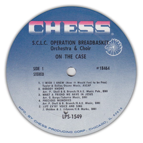 The SCLC Operation Breadbasket Orchestra And Choir – On The Case - VG+ LP Record 1970 Chess USA Vinyl - Gospel / Soul-Jazz