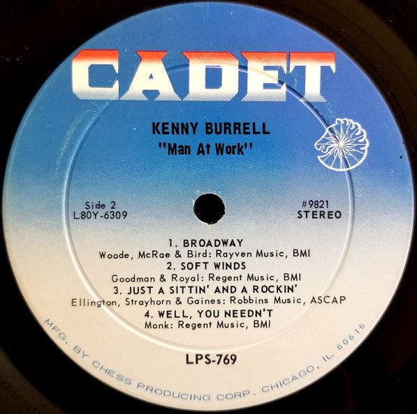 Kenny Burrell - Man At Work (A Night at the Vanguard) (1960) - VG+ LP Record 1966 Cadet USA Stereo Vinyl - Jazz / Hard Bop - Shuga Records