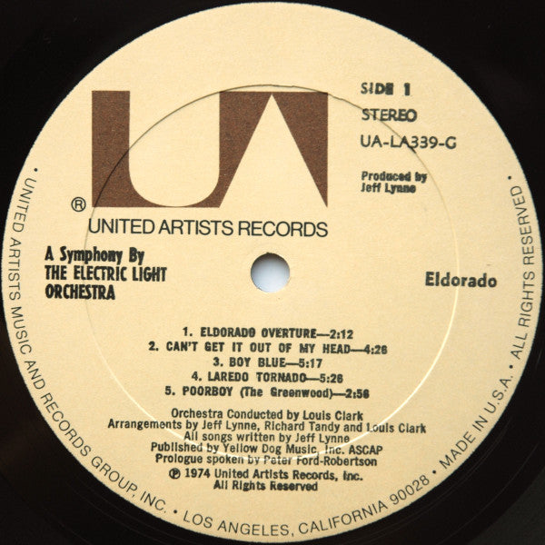Electric Light Orchestra - Eldorado - A Symphony By The Electric Light Orchestra - VG LP Record 1974 United Artists USA Original Vinyl - Rock / Symphonic Rock - Shuga Records